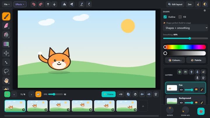 An animation being drawn in ZenAnimator